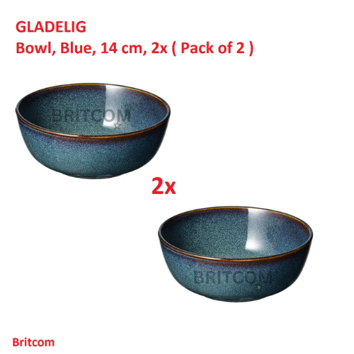 2x Cuencos de Gres Azul IKEA GLADELIG - 14 cm | Juego Nuevo Duradero y Elegante - Imagen 1 de 6
