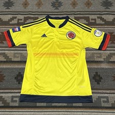 Colombia Home Jersey Adidas Yellow Mens Medium 2015 Copa America Soccer B7