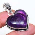 Purple Labradorite Gemstone Handmade 925 Sterling Silver Pendant 1.77" S412