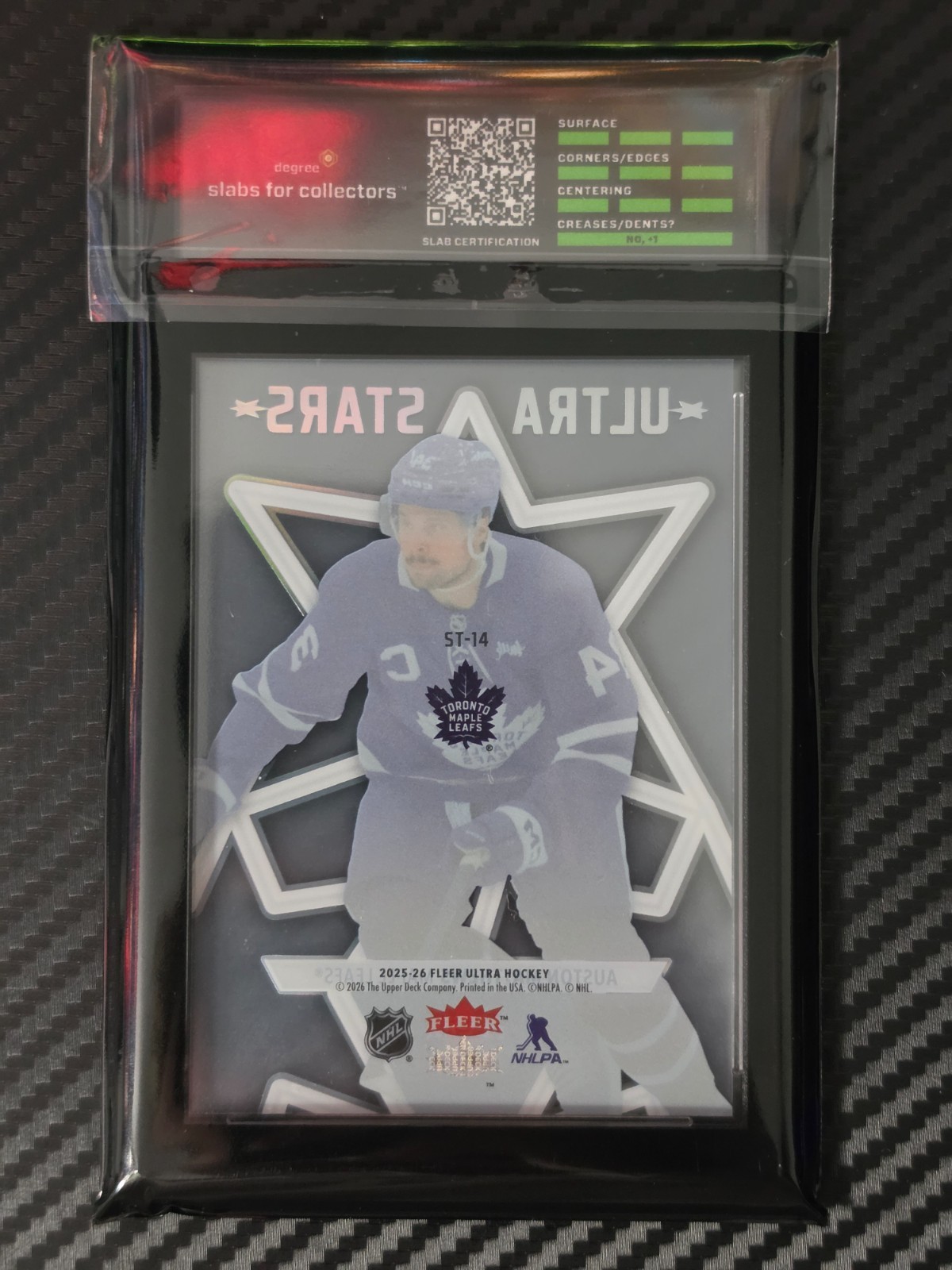 2025-26 Fleer Ultra Auston Matthews ST-14 Ultra Stars Maple Leafs Degree 10 view 2