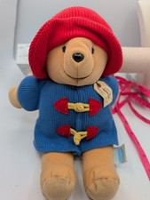 Vintage Eden Paddington Bear Plush 12" Red Hat Blue Coat Waffle Knit