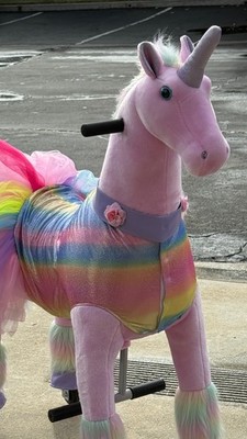 MEDALLION - Ride On Rocking Walking Horse Pony For Kids 5 to 12 Years RAINBOW
