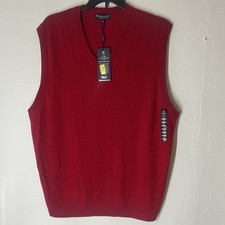 Men's 3XB Hart Schaffner Marx Extra Fine Merino Wool Sweater V-Neck Vest Red NWT