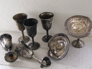 Vintage Junk Scrap Sterling Silver Lot Compote Bowls Goblets