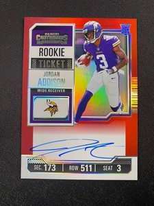 2023 Contenders Jordan Addison Rookie Ticket Red Zone Auto #120 FOTL C182