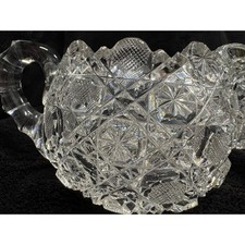 Antique American Brilliant Period Cut Glass Creamer and Sugar Set Starburst