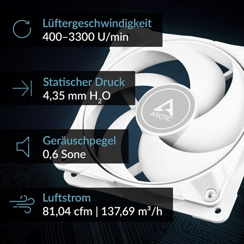 ARCTIC P12 Max (white) High-Performance 120mm Obudowa Wentylator PC Chłodnica Towar B - Zdjęcie 2 z 7