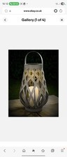 New Solar Powered Grey Rattan Weave Lantern Illuminate Your Outdoor Space- Large