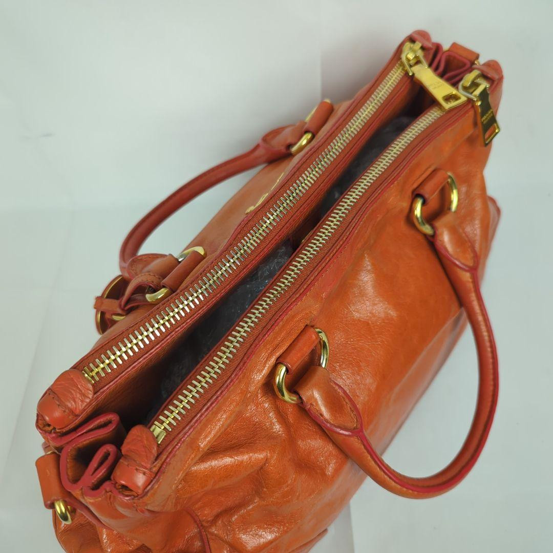 PRADA Vitello Shine Shoulder Handbag Tote Bag Leather Used Item Good From Japan thumbnail 13