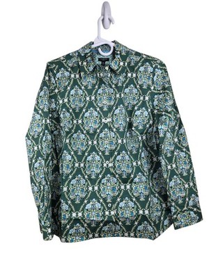 Talbots Button-Down Shirt Size Medium Petite Roll Tab Sleeves Printed NWT