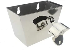 Silver Wall Mounted Beer Bottle Opener with Cap Catcher Stainless Steel G160