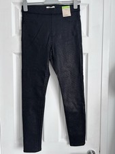 M&S-ladies Black Glitter Jeggings Size 12 Short Leg, New with Tags