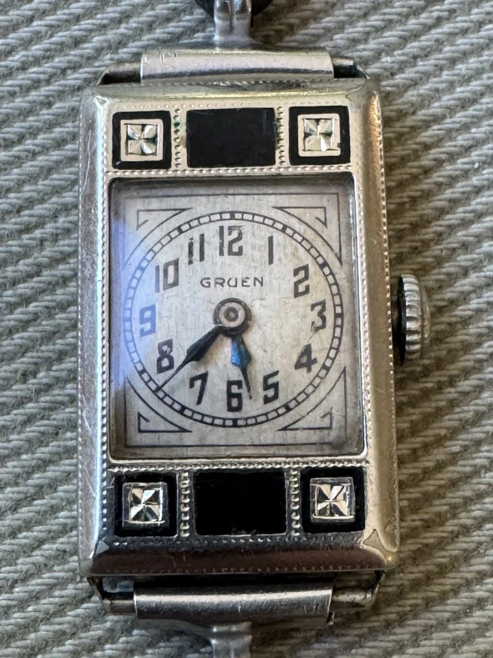 Reloj 14K Art Deco 1920’s - 30’s Gruen Damas Oro Blanco - Funciona Bien - 6 Gramos Foto 2 de 4