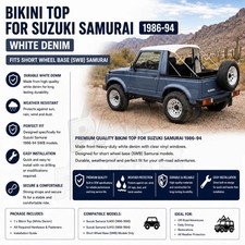 Bikini Top For Suzuki Samurai 1986-94-white Denim Fits Short Wheel Base Samurai Bikini Top For Suzuki Samurai 1986-94-white Denim Fits Short Wheel Base Samurai