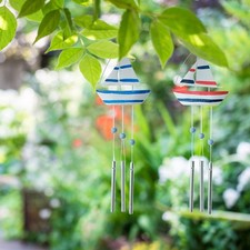 Carillon a vento a vela in legno 2 pezzi carillon da esterno stile nautico ferro