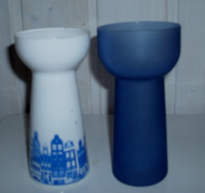 2 x Hyazinthen-Glas-Vase: 1 x uni blau, 1 x weiß blau Holland? Grachten?