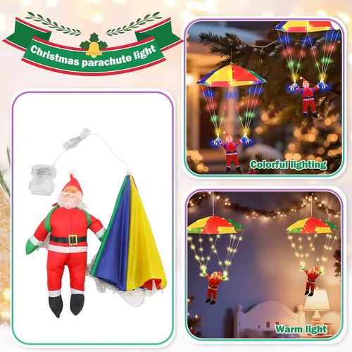 Christmas Santa Parachute LED Xmas Decoration Outdoor Light W/ 8 Flashing Modes - Picture 2 of 11