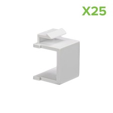 25 X BLANK KEYSTONE JACK INSERT ADAPTER WHITE