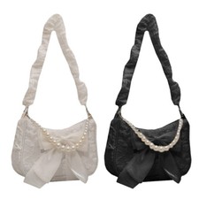 Trendy Shoulder Bag Elegant Lace Pleated Handbag Fashionable Underarm Bag Gift