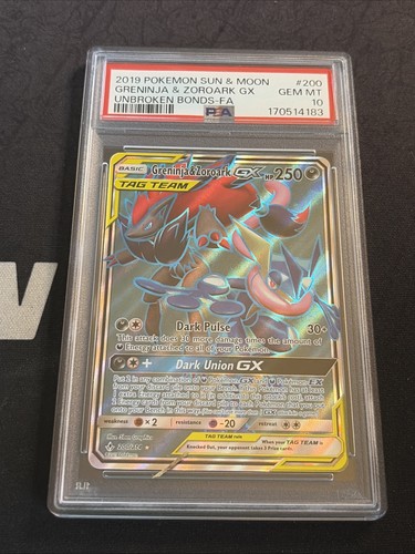 Pokemon Greninja & Zoroark GX Unbroken Bonds 200/214 PSA 10