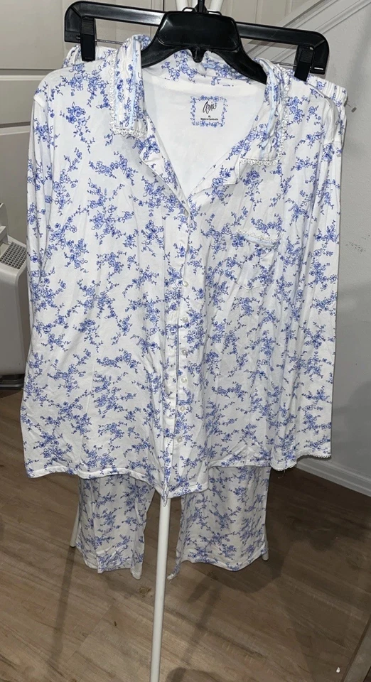 Croft And Barrow 2 piezas poliéster spandex ropa de salón conjunto de pantalones PJ talla L rojo Foto 4 de 4