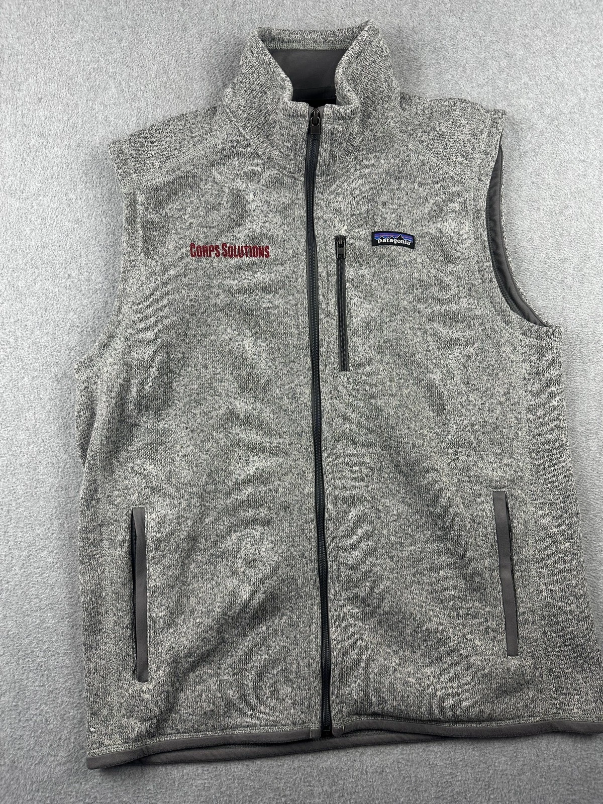 Patagonia Better Sweater Vest Mens Large Gray Full Zip Fleece Embroidered 25882