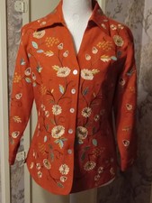Silk Land Rusty orange Embroidered 100 Silk Blouse Small