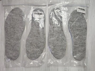 Knixmax 4 Pairs Thick Felt Insoles for Women Merino Wool Grey 6UK - 39EU