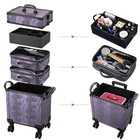 Byootique Purple Rolling Makeup Train Case Lockable Organizer Cosmetic Trolley — photo 9