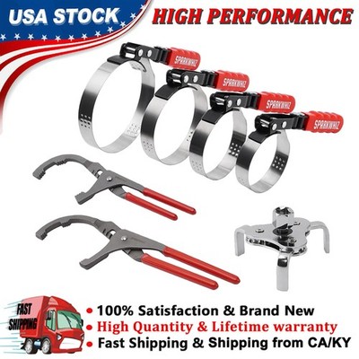 SPARKWHIZ 7 Pack Adjustable Oil Filter Wrench Set Oil Filter Removal Tool 4 Size