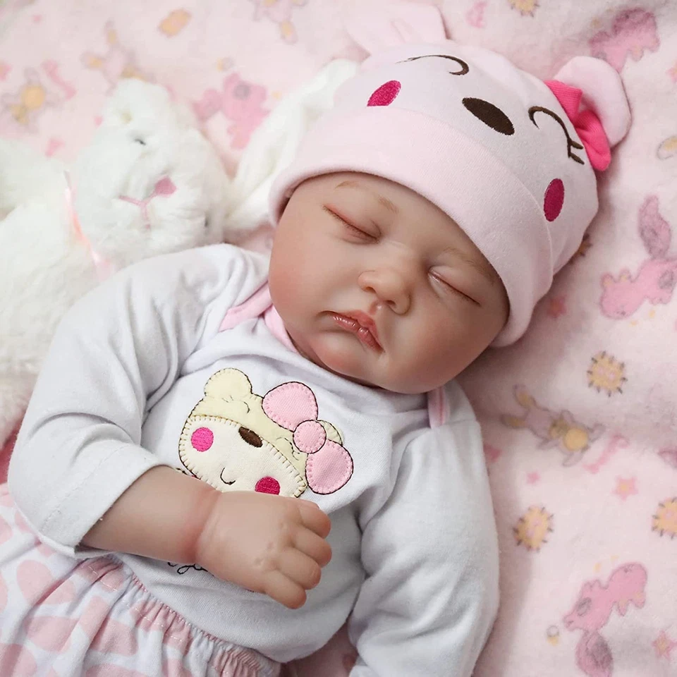 55cm Lebensechte Reborn Puppe Mädchen – Realistische Reborn Baby Weicher Silikon - Bild 4 von 4