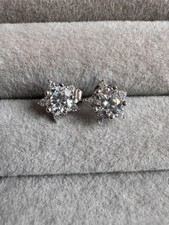 0.5 CT Mossanite Star Earrings Diamond Test Pass LabCreated WhiteGold PlatedS925