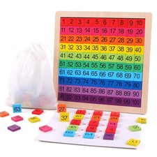 GEMEM Wooden Montessori Math Counting Hundred Board Toys, Medium, Multicolor