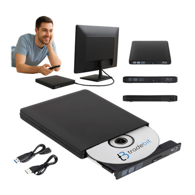 Externes Blu-ray DVD 4K 3D USB 3.0 BD/CD/DVD-Laufwerk für Windows/Mac OS/Linux