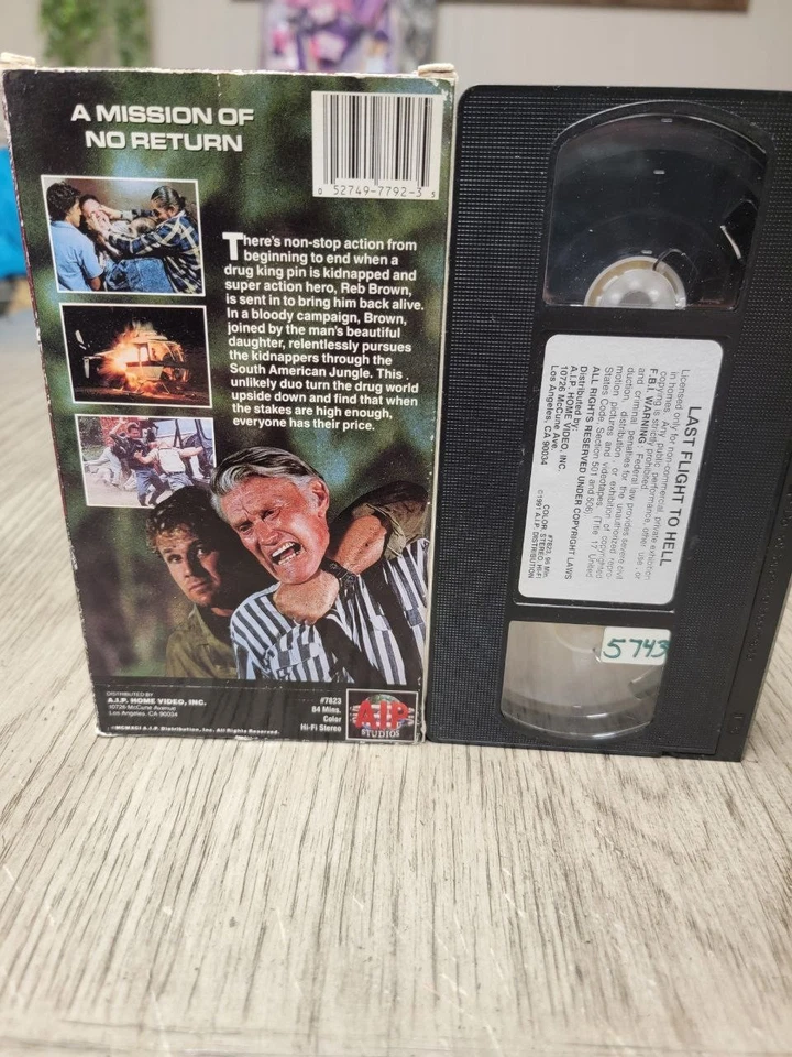 Last Flight To Hell VHS 1991 Reb Brown VERY RARE AIP Action Thriller Rare - Image 2 of 3