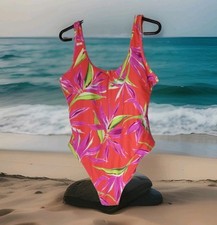 New Old Navy Women  s XL One Piece Swimsuit Tropical Floral Half Zip, Beach