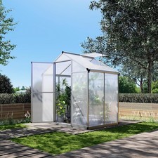 190x122x195cm Walk In Polycarbonate Greenhouse with Aluminium Frame, Vent System