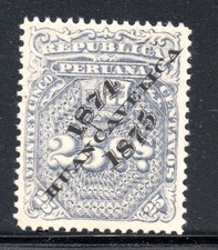 PERU OVPT.  1874&ndash;1875 HUANCAVELICA REVENUE Stamp     #MA24