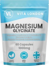Magnesium Glycinate 1000mg | 60 Vegan Capsules (not Tablet, Gummies or Powder) H