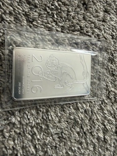10 troy oz silver bullion bar .999, 2016, Year of The Monkey
