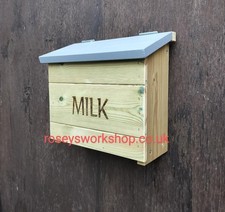 Wall Mount Porch Wooden Milk Box. Milk Holder Crate - 1pt Glass Bottles