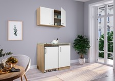 Cucina mini cucina singola angolo cottura dispensa rovere bianco Levin 100 cm Respkta