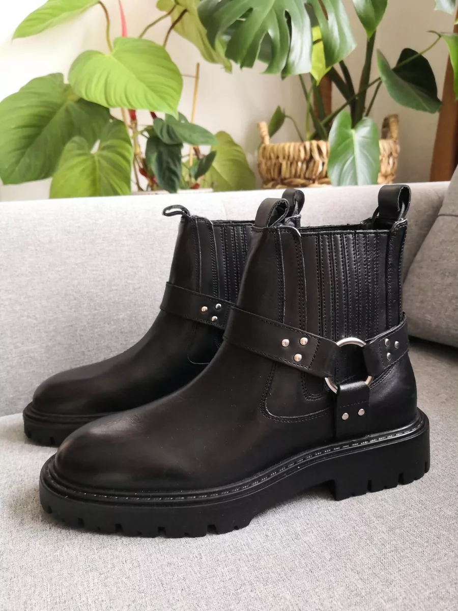Zara leather biker boots 2025