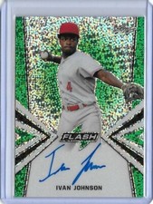 2019 Leaf Flash Draft IVAN JOHNSON Green Prismatic Auto RC 11/15 Reds