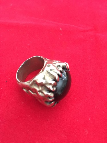ANILLO DE PLATA ESTERLINA DE COLECCIÓN FIRMADO GC CON PIEDRA DE COLOR OSCURO PROBABLEMENTE MÉXICO - Imagen 7 de 11