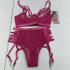 Seven Till Midnight Floral Gallon Bra & High Rise Panty Set Pink Women’s Small