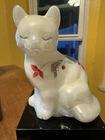 Opalescent Fenton 4” Art Glass Paperweight Cat Figurine~Hand Painted~T. Watson