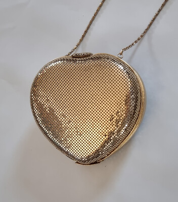 Vintage 60er 70er Pat UK 1519245 Gold Herz Cocktail Party Clutch Tasche Umhänget