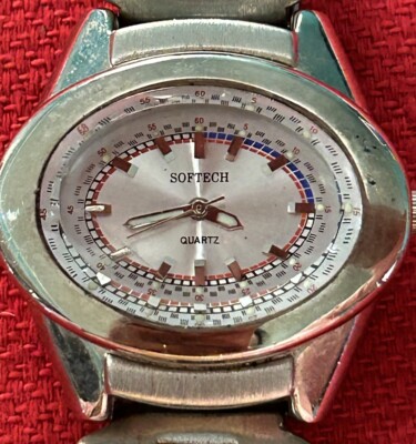 Softech Women's Watch Oval Case Stainless Steel Band Raised Thick Glass