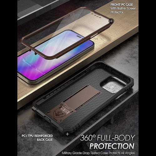 Hülle für iPhone 14 Pro Max 6,7 Zoll Stoßfest Dual Layer Handyhülle Braun - Bild 3 von 6